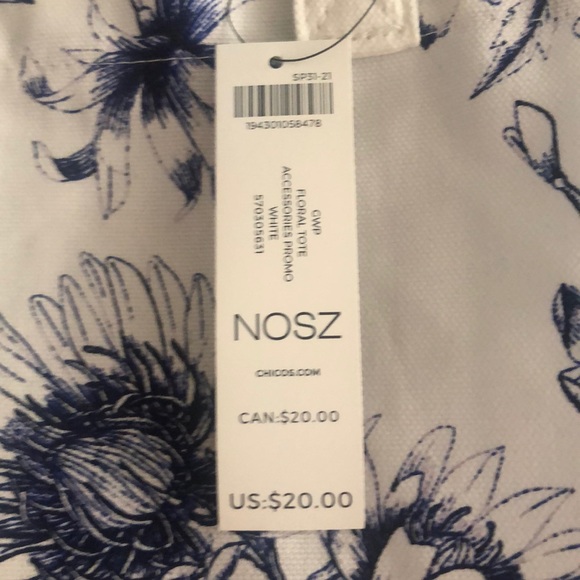 Chicos tote white w navy flowers - Picture 5 of 5